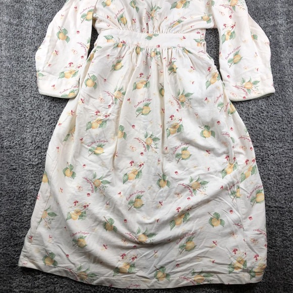 Crabtree & Evelyn Robe Womens Small White Cotton Kimono Belted Lemon Floral - Picture 5 of 13